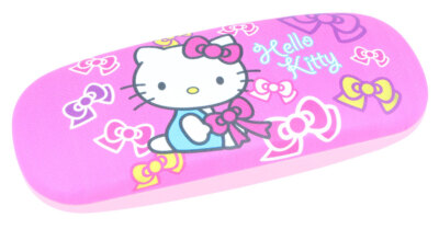 süßes Brillenetui für Kinder | Hello Kitty in rosa/pink mit Schleifchen | stabil