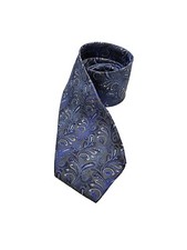 Mens Van Heusen Tie LONG Blue Metallic Paisley 64"x3" Preppy Classy Shiny Silver