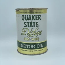 Vintage Quaker State Deluxe Motor Oil Can 1 QT Advertising Empty Punched