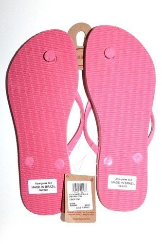 Havaianas Women's Pink Tan Blue Flip Flops Thong Beach Slippers - Picture 6 of 13