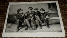 R. Atkinson Fox, Boy's "Fish Story" Black White Calendar Book Print 10"x7" 1907