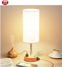 Bedside Table Lamp for Bedroom - 3 Way Dimmable Touch Lamp USB C Charging Ports