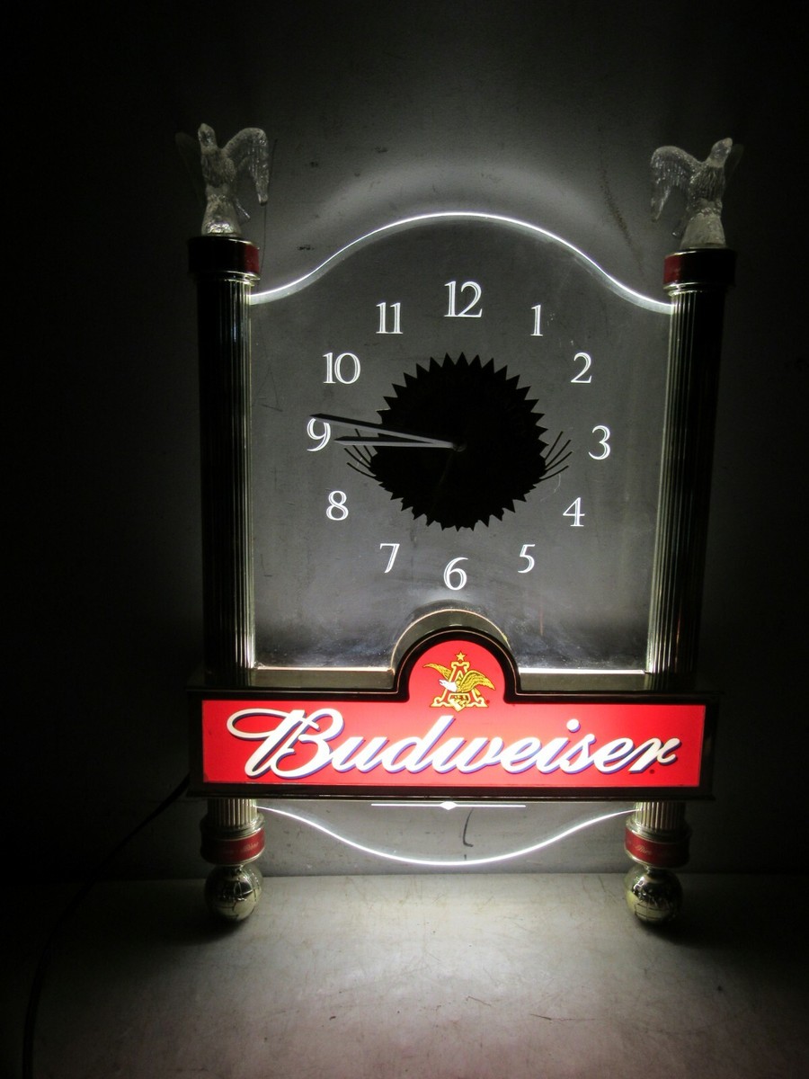 Vintage 2001 Budweiser Beer Lighted Wall Clock Advertising Sign