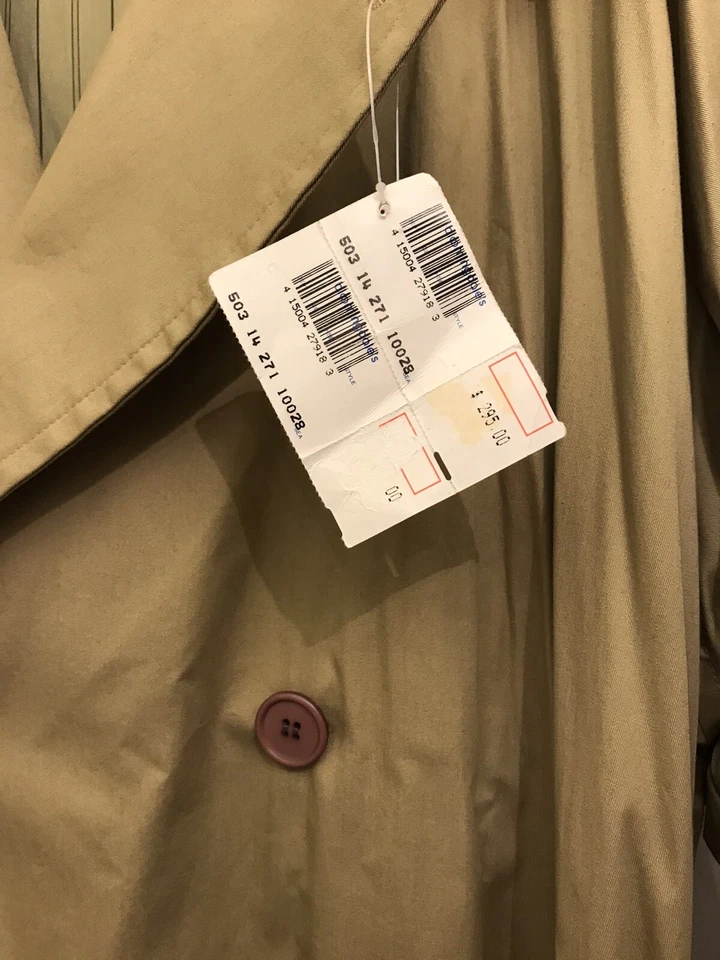 NUEVO $295 Assets Andrew Fezza Clásico Largo Abrigo de Lluvia Trinchera Caqui Tostado Marrón 44R Foto 2 de 4