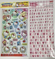 DAISO Sanrio HELLO KITTY Sticker Shining hologram JAPAN & COLOR ALPHABET STICKER