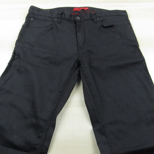 Hugo Boss Jeans Mens 33x32 Black Straight Fit Denim Pants Dark Wash 5 Pocket - Picture 2 of 17