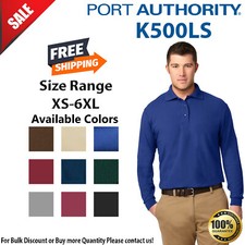 Port Authority K500LS Mens Long Sleeve Silk Touch Wrinkles Resists Polo Shirt
