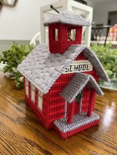 Mary Maxim Needlepoint Musical Christmas Red School House School Days EUC