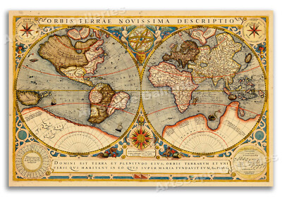 1602 World Map - Orbis Terrae Novissma Descriptio - 24x36