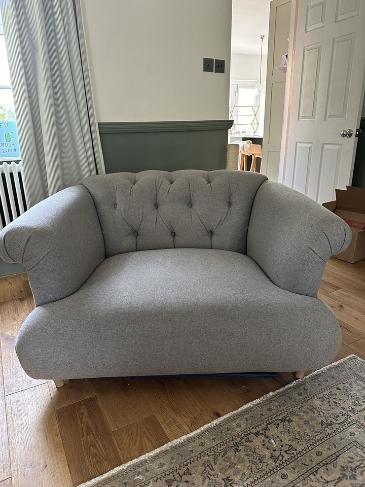 LOAF Dixie Love Seat Grey Clever Woolly. Discontinued Fabric RRP £2145