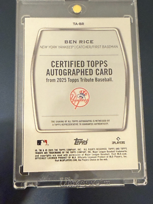 150 Ben Rice 2025 Topps Tribute RC Blue on-card Auto Yankees 
