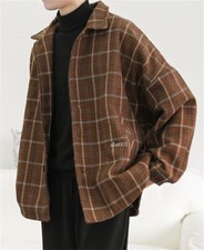 Men's Jacket Baggy Casual Warm Long Sleeve Retro Jacket Winter Coat Plaid Jacket