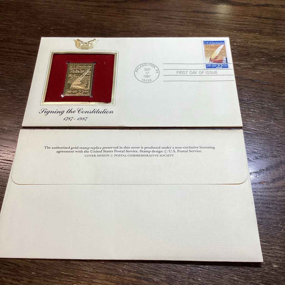 First Day of Issue United States Gold 22 Cent Denomination Stamps