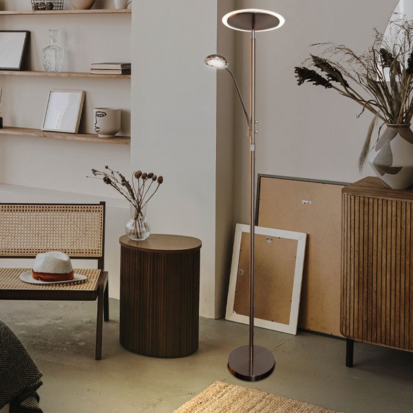 Stehlampe Standleuchte Deckenfluter Wohnzimmerlampe Glas Leselampe Led H 180 Cm-image
