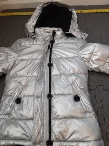 Diesel Youth 8 Metallic Silver Puffer Winter Jacket #S189 - Picture 3 of 5
