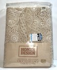 Vtg Home Design Handmade Cotton Oval Beige Crocheted Lace Tablecloth 66x102 Nos