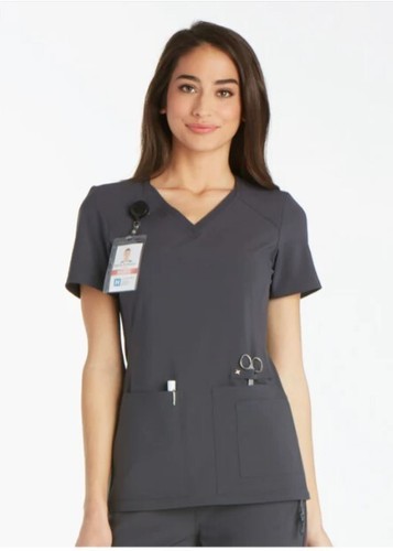 Cherokee Women's Iflex V-Neck Scrub Top CK605 Pewter Brand New FREE SHIP