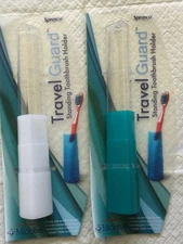 TRAVEL GUARD 2 PK MICROBAN MICROBIAL STANDING CLEAR TOPS  TOOTHBRUSH COVERS NEW