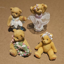 Cherished Teddies June Mini Bear Figurines Lot of 4 Avon Exclusive Hillman