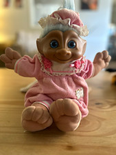 Troll Doll White Straight Hair Blue Eyes Pink Outfit Removable Clothes 5 in