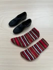 VINTAGE BARBIE KEN BLACK JAPAN SHOES & STRIPED SOCKS FROM 1960'S