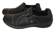 Clarks Cora Poppy Women's Size 8M Black Leather Slip On Loafers Shoes