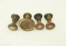 Vtg Disston USA hand saw handle brass medallion w/ screw nuts hardware