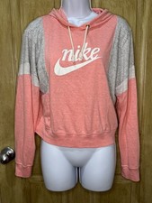 Nike Women's Sportswear Varsity Hoodie Pink-White-Grey Medium
