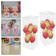 2x Acrylic Column Flower Stand Crystal Chains Geometric Wedding Centerpieces