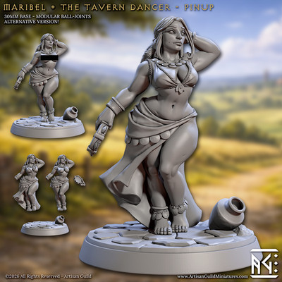 Busty Tavern Wench Pinup SFW - Maribel - Artisan Guild - Dungeons and Dragons