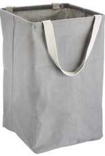 Fabric Storage Bin Tall Foldable Laundry Basket Cotton Blend Charcoal Grey
