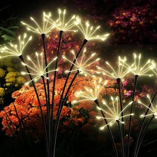 Solar Garden Lights 2 Pack Twinkling Solar Firework Lights with 2 Modes 120LED,