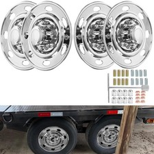 16 Inch 8 Lug Wheel Simulators Stainless Steel Hubcaps For Single Wheel Trailer