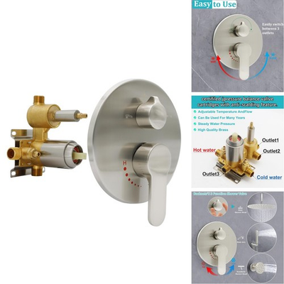 #ad #ad Backnets Wall Mount Brushed Nickel Pressure Balancing Shower Diverter Mixing $170.19