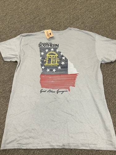 Straight Up Southern Georgia Graphic Casual Blue Shirt Size Large - Picture 6 of 6