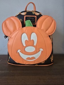 Loungefly Disney Glow in the Dark Mickey Pumpkin Mick-O-Lantern Mini Backpack