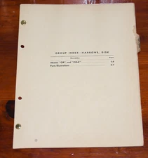 John Deere Parts List Catalog Disk Harrows Model OR & ORA 1947