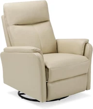 Swivel Rocking Recliner Glider Chair, Leather Reclining Rocker Chair with Footre