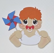 4th of July Baby Boy Red Hair. Scrapbook, Card making Paper Piecing