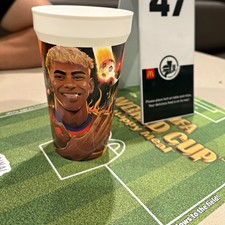 McDonald's FIFA World Cup Promotional Plastic Cup Soccer Player Graphic White