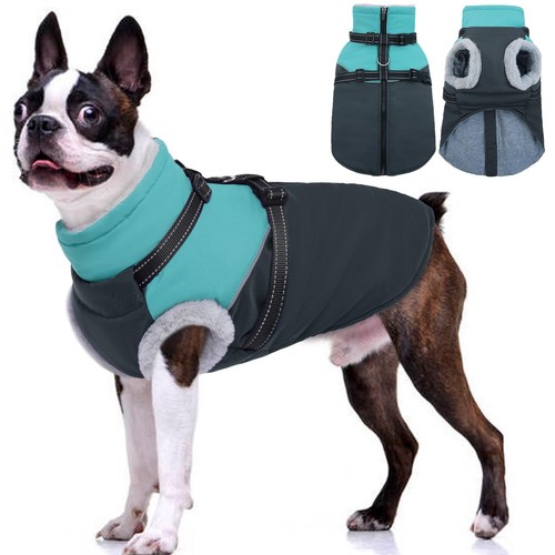 Medium Dog Jackets - Warm Fleece Lined Puffer Coat, Waterproof Windproof Zipp...
