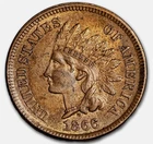 1866 Indian Head Cent Choice AU+ Near UNC Details Semi-Key Date IHC IHP Penny