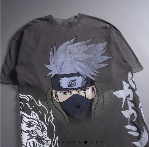 Medium Darc Sport Naruto Kakashi Ninja World Premium Oversized Tee in Wolf Gray