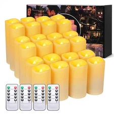24pack Flickering Flameless Candle with Remote (D2.2 X H4 ”5” 6” inch), 24-Ho...