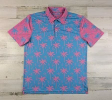 Chubbies Polo Shirt Mens Small Colorful Retro Palm Tree