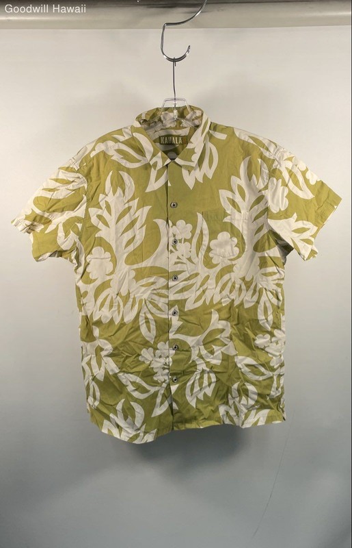 Kahala Men's Green White Floral Hawaiian Aloha Shirt Made in Hawaii Sz XL