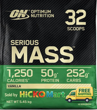 Optimum Nutrition Serious Mass Gainer Vanilla Protein Powder 5.45kg 16 Servings 9.17 per kilo