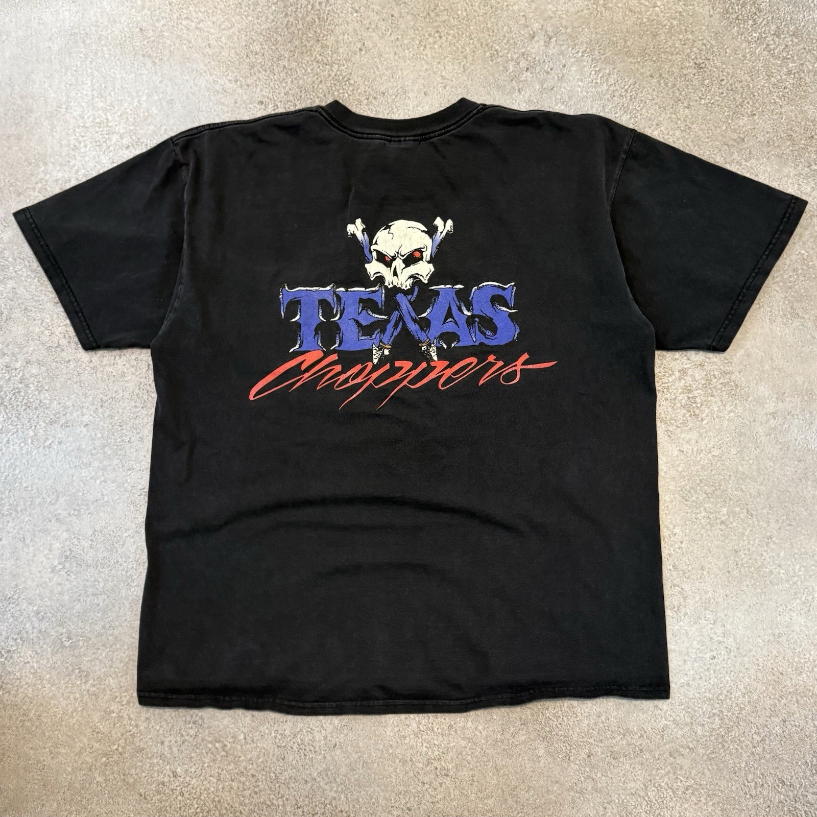 Vintage Y2K Texas Choppers Pocket Tee Shirt Black XL Grunge Biker Motorcycle