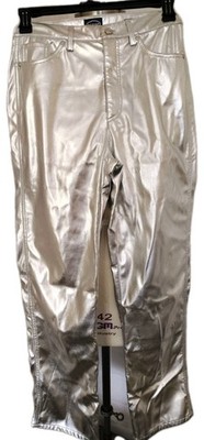 Scoop trousers slacks Stove Pipe women's 10 metallic straight leg