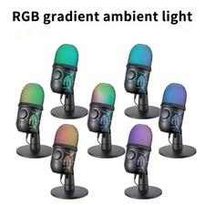 Condenser Gaming Microphone USB RGB PC Mic w/ Touch Mute for Streaming PS5 Mac